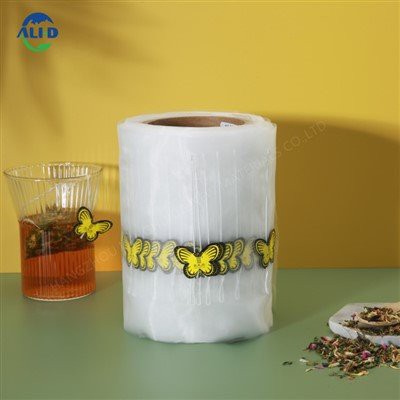 Pyramiden-Nylonnetz-Dreieck-Teebeutel-Verpackungsfolienrolle mit Schnur und Etikett